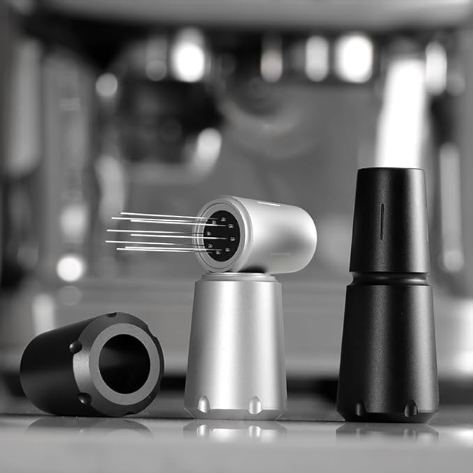 Modern Coffee WDT Espresso Distribution Tool, Geometric Design, Manual Adjustable, Black