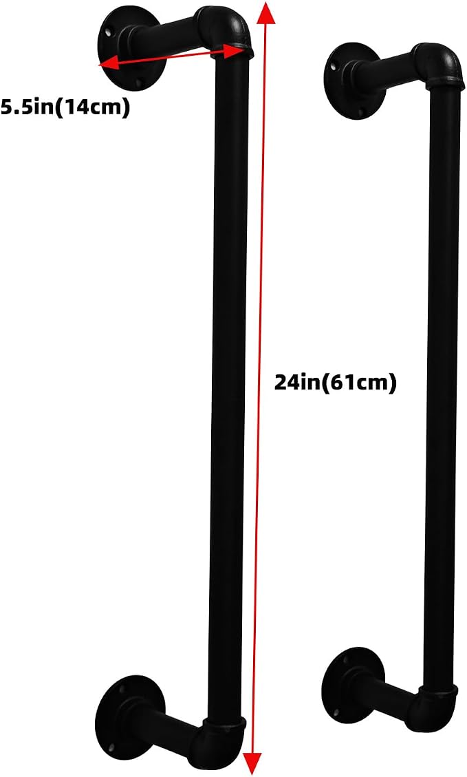Towel Racks for Bathroom Wall Mounted 24 Inch,Industrial Pipe Towel Storage Organizer Towel Holder(Black)