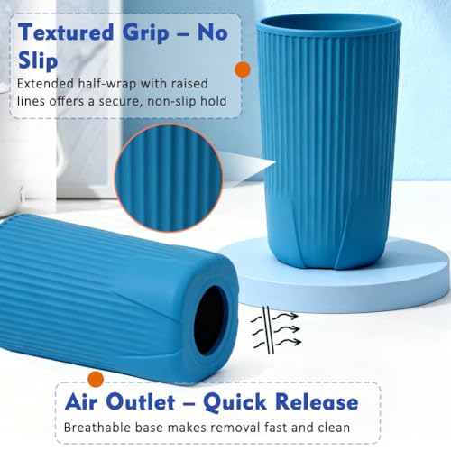 YQL 2-Pack Silicone Water Bottle Boot for Owala 20oz SmoothSip Slider Tumbler – Half-Wrap Protective Cup Sleeve, Anti-Slip Silicone Base for Travel Mug, Reusable & Dishwasher Safe (Blue)
