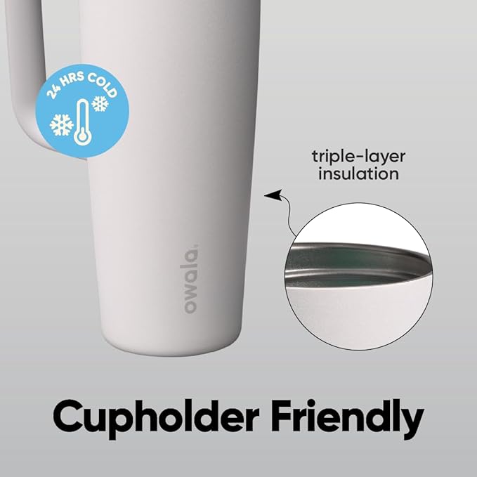 Owala FreeSip Tumbler - Stainless Steel - 30-oz. - Grey/White (Shy Marshmallow)