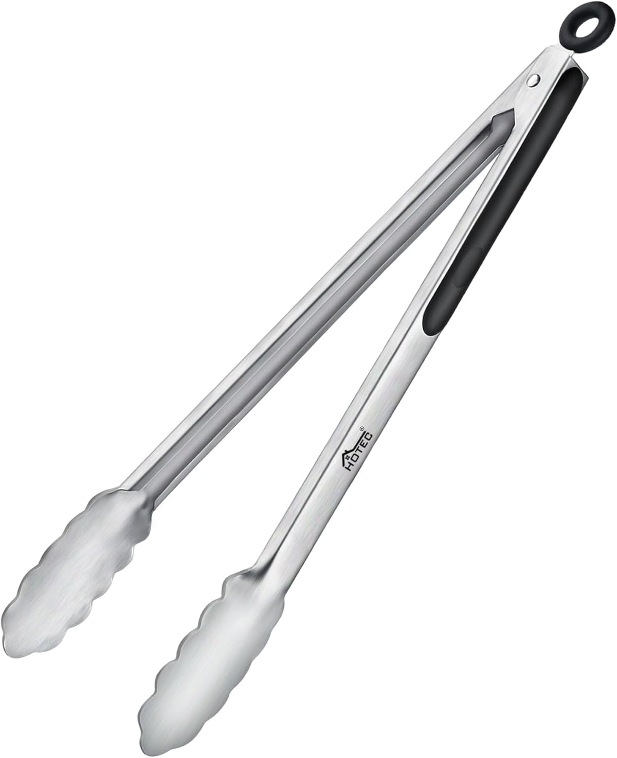 Hotec Stainless Steel Kitchen Tongs, Set of 2-9" and 12", Locking Metal Food Tongs for Cooking, Serving, BBQ, Grill Non-Slip Grip