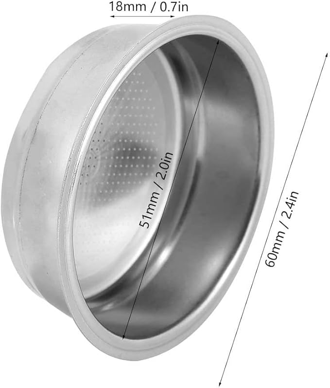 51mm Non Pressurized Filter Basket, Single Cup Sieve for 51mm Portafilter, 10 Grams of Powder Capacity