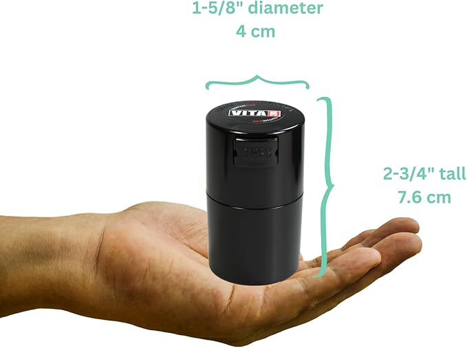 Vitavac - 5g to 20 grams Vacuum Sealed Container - Black