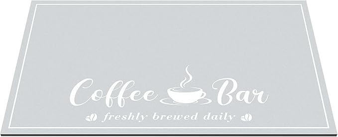 Absorbent Coffee Mat, Fashion Dish Drying Mat for Kitchen Counter Coffee Bar Accessories Espresso Machine Dish Rack 17" x 32" Light Grey
