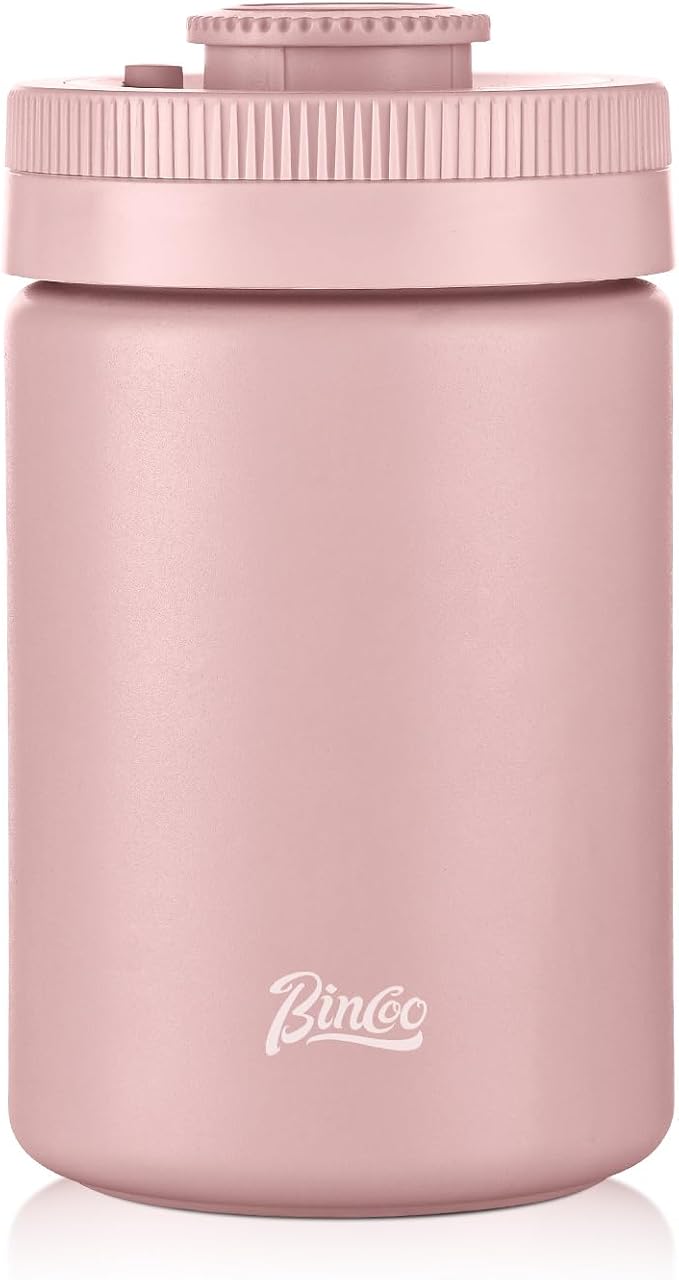 Bincoo Coffee Canister, Large Stainless Steel Coffee Bean Storage Container with Date Tracker, One-Touch Vacuum Seal Coffee Canister, Airtight Food Storage Container Freshness Kit for Coffee Beans