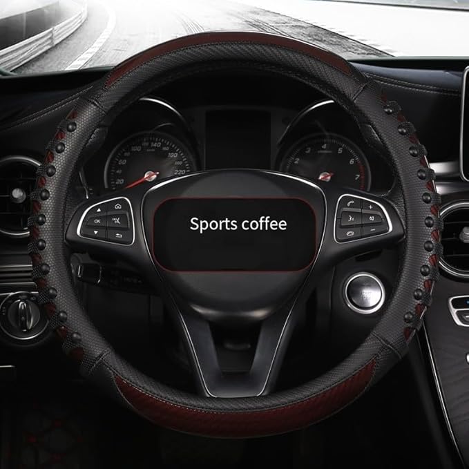 Steering Wheel Cover For Women And Men,Carbon Fiber Steering Wheel-Anti-Slip, Scratch-Resistant, Current Fit For 14–16 Inch Wheels Fit For Most Cars(36CM Brown)