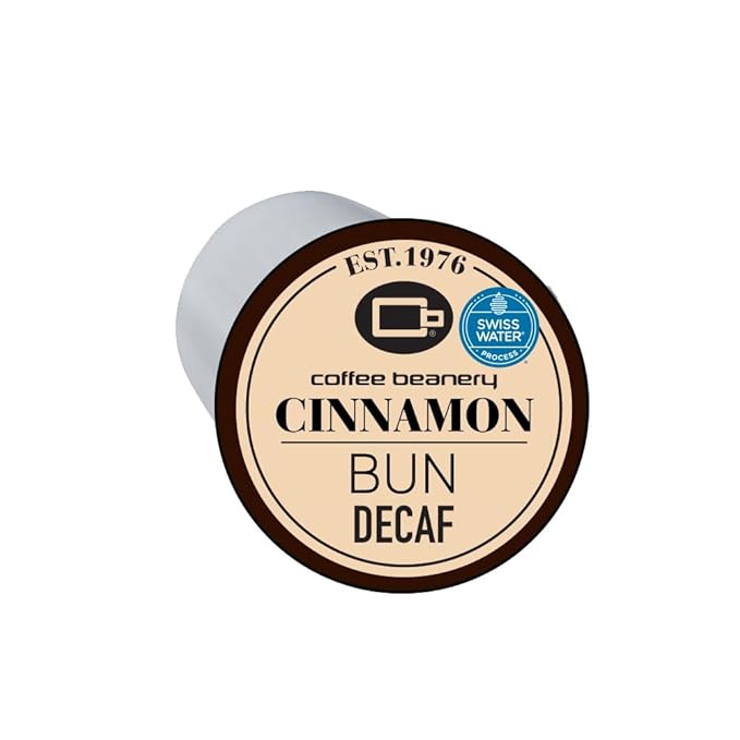 Coffee Beanery Cinnamon Bun Decaf Pods | 12ct Flavored Medium Roast | 100% Specialty Arabica | Gourmet