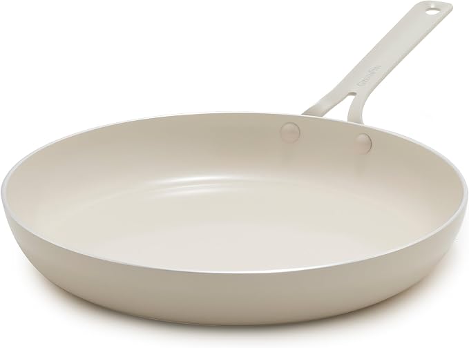 GreenPan Nova 12” Nonstick Frying Pan Skillet, PFAS-Free Ceramic Cookware, Durable Fast Heating, Induction Ready, Omelet & Eggs, Oven Safe to 600F, Dishwasher Safe, Cream White