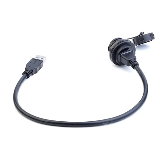 CNLINKO Outdoor USB 3.0 Receptacle Socket with 1.5M Cable Connector Type A Panel Mount Industrial Waterproof IP67 Data Power Transmission