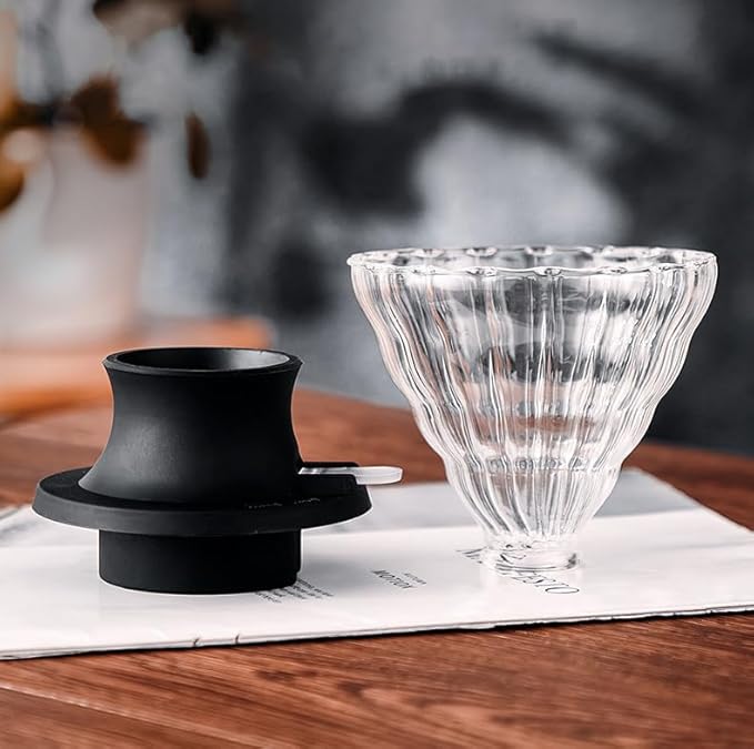 BeeCa Clever Coffee Dripper, Glass Coffee Maker with One-Switch Control for French Press & Drip Styles, Beginner-Friendly All-in-One Brewing System, Includes Paper Filters (Black-Clean)