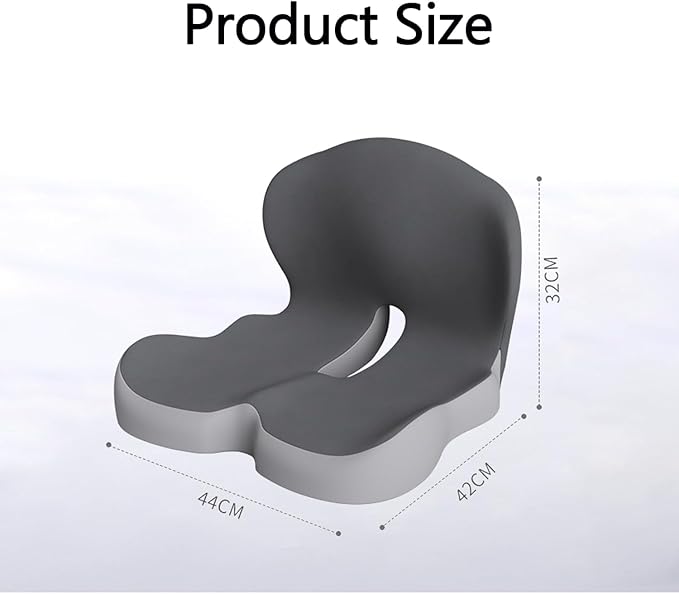 Soothe and Seat Cushion, Back and Seat Cushion for Back Pressure Relief, Ergonomic Non Slip Memory Foam Seat Skin Sciatica Pad Cushions for Car,Truck, Desk,Gaming Chair (Comfort-Blue-Gray)