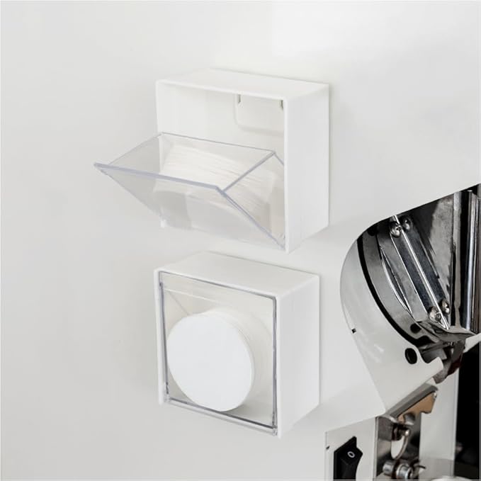 watchget Espresso Paper Filter Holder Coffee Filter Storage Container Magnetic Coffee Filter Dispenser Compatible with 51mm/53mm/55mm/58mm Round Disposable Puck Screen Paper Filters, White