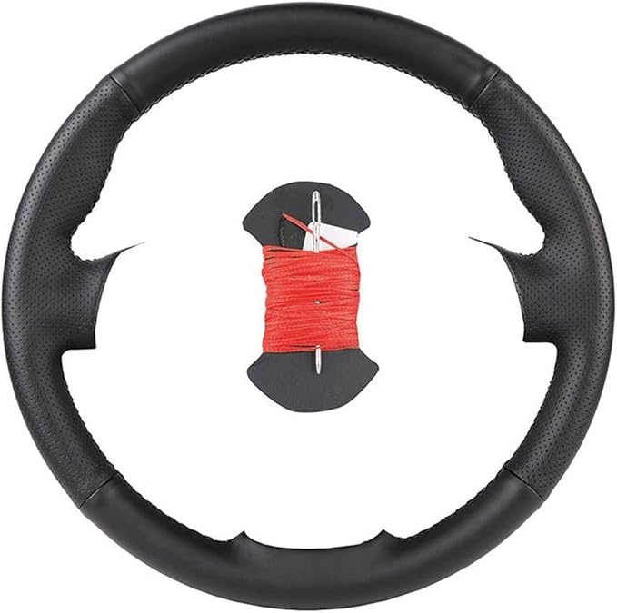 Custom Microfiber Leather Steering Wheel Cover fit for 1998-2005 206, 206 SW, 206 CC - Slip-On Design(A-Red thread)