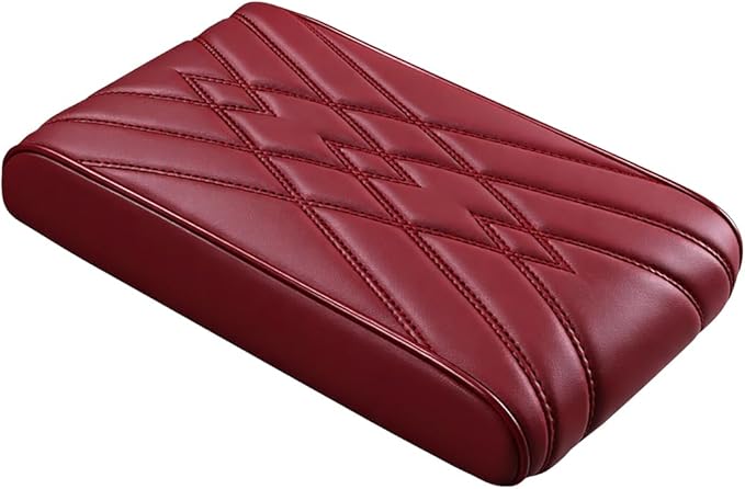 Car Center Console Cover, Memory Foam Leather Soft Breathable Armrest Seat Storage Box Protector Pad, Automotive Interior Middle Console Cushion Cover, Universal for Truck SUV Van (Red)