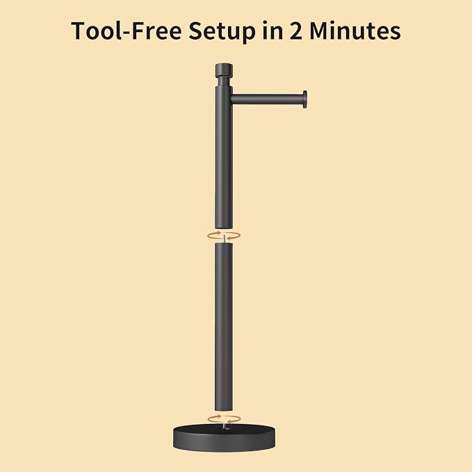 YUMORE Toilet Paper Holder Stand, 4.4lbs Heavy Duty Stainless Steel Free Standing Bathroom Tissue Roll Holder, Matte Black