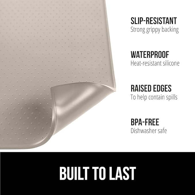 GORILLA GRIP Silicone Coffee Mat, Espresso Machine Bar Accessories, Keep Kitchen Counters Clean, Stays in Place, Waterproof and Heat Resistant Dish Drying Mats, Home Decor Essentials, 11.5x18.5 Almond
