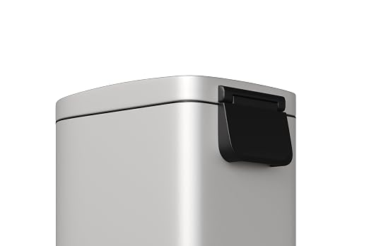 Garvee 13 gal / 50 L Metal Kitchen Trash Can with Lid, Slim Rustproof Garbage Can, Large Step-on Trash Bin with Inner Bucket, Rear Handle, Soft Close Lid, White