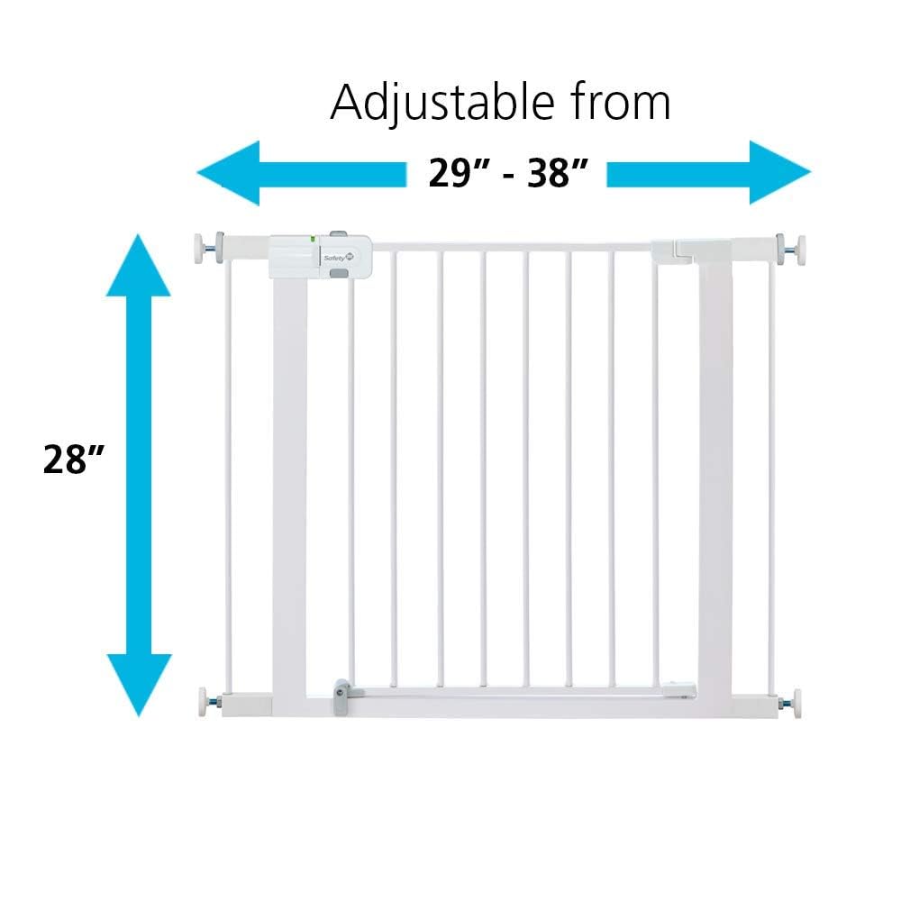 Safety 1st Easy Install Walk-Thru Baby Gate with Door – White, 28” Tall, Fits 29”–38” Doorways