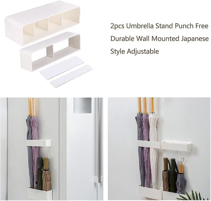Umbrella Stand Holder Indoor, Wall Mounted No Punching Umbrella Storage Rack, Detachable Japanese Style Umbrella Stand Space Saving for Hotel Hallway Home Office