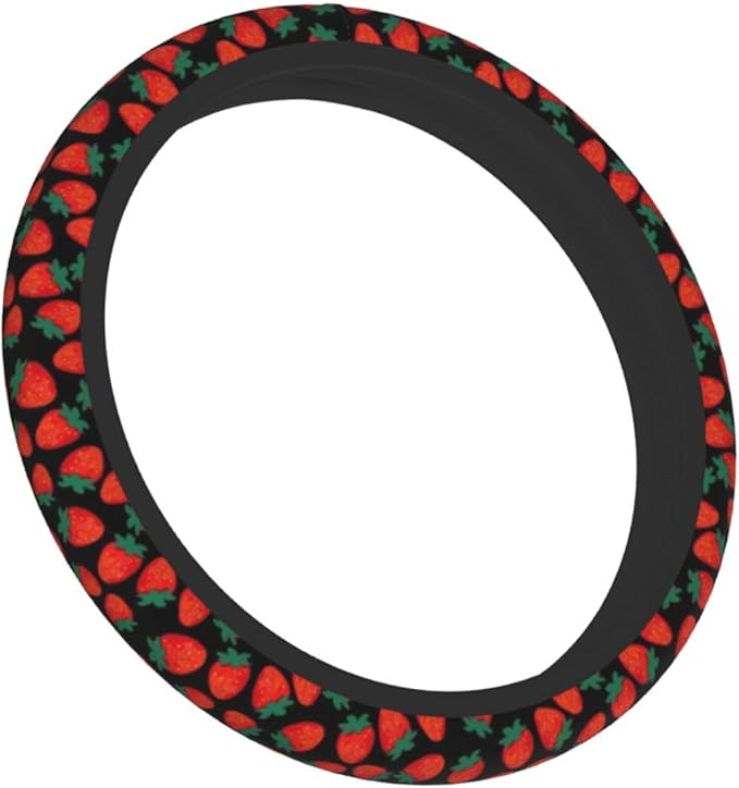 Strawberry Steering Wheel Cover for Women Men Girls Car Accessories Decor Anti-Slip Neoprene Auto Steering Wheel Covers Protector Universal 15 Inch