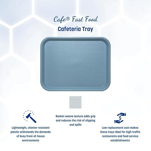 Carlisle FoodService Products Cafe Cafeteria Tray, Meal Tray, Fast Food Tray with Patterned Surface for Cafeterias, Fast Food, and Dining Room, Plastic, 10 x 14 Inches, Slate Blue, (Pack of 24)