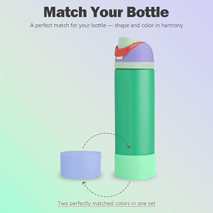 2PCS Silicone Boot for Owala 24oz FreeSip Water Bottle, Anti-Slip Scratch-Resistant Bottom Sleeve, Protective Sports Bottles Accessories, BPA-Free