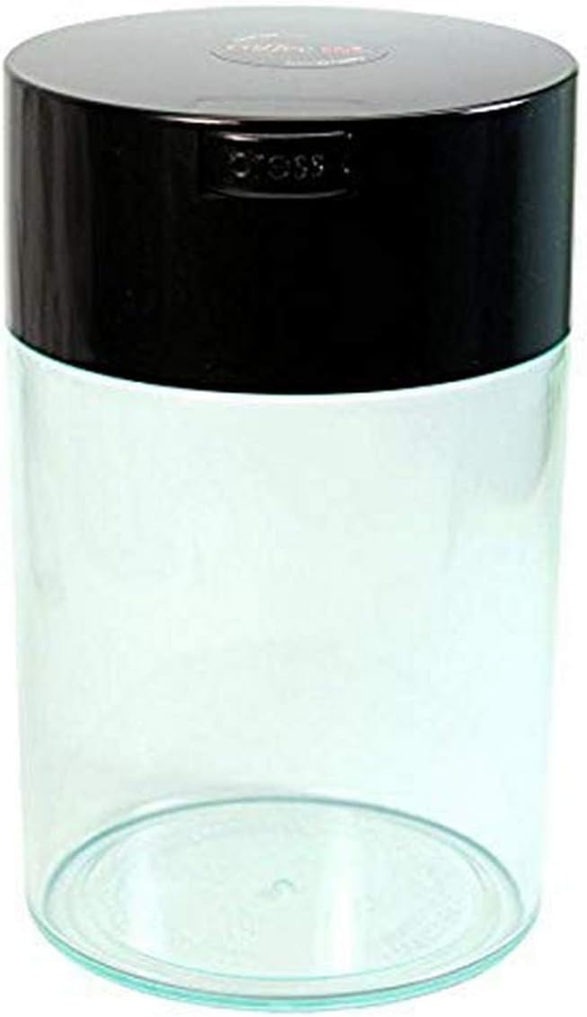 COFFEEVAC 1LB – Patented Airtight Container | Multi-use Vacuum Container Works as Smell Proof Containers for Ground Coffee and Coffee Bean Containers. Black Cap and Clear Body