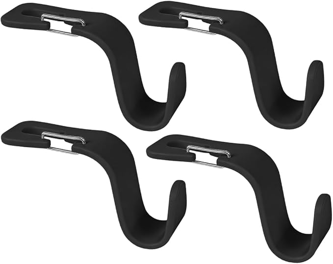 4PCS Car Seat Headrest Hook, Multifunctional Vehicle Seat Back Hanger Holder for Purse Handbag Umbrella, Automotive Interior Backseat Storage Organizer, Universal for SUV Van Truck (Black)