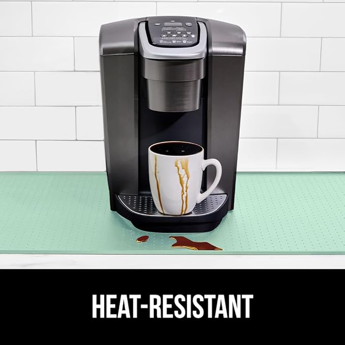 GORILLA GRIP Silicone Coffee Mat, Espresso Machine Bar Accessories, Keep Kitchen Counters Clean, Stays in Place, Waterproof and Heat Resistant Dish Drying Mats, Home Decor Essentials, 11.5x18.9, Mint