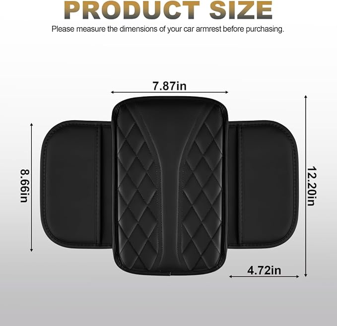 YORKNEIC Center Console Cover Fit for Ford Escape,Upgraded Faux Leather Car Arm Rest Cover Pad with 2 Storage Bags,Anti-Scratch/Wear-Resistant/Waterproof Car Armrest Cover Protection(Black)