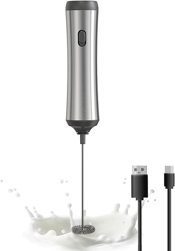 Handheld Coffee Frother,USB-Rechargeable Hand Frother,Adjustable Handheld Milk Frother for Cappuccinos, Hot Chocolate, Milkshakes, Egg Mix