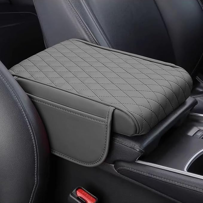 Car Armrest Pad for Ford Bronco Sport (CX430) 2021 2022 2023 2024 2025 2026 Leather Armrest Box Mat Center Console Cushion Pad Universal Armrest Seat Box Cover Protector,Grey