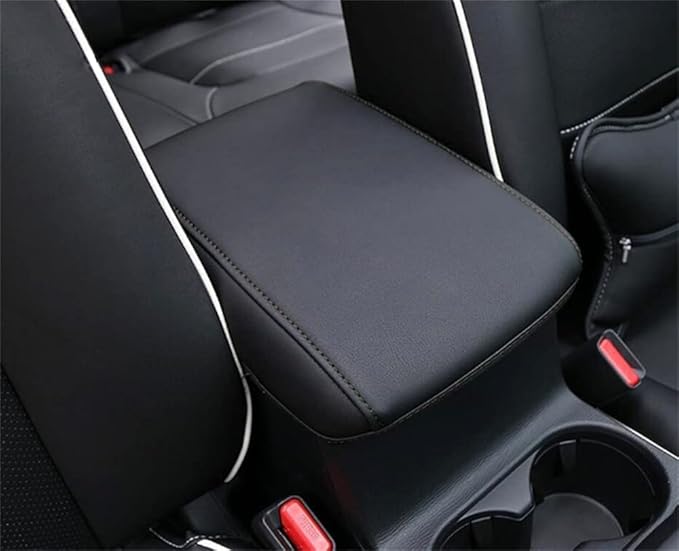 Auprite Center Console Cover for Mazda CX5 2018-2025, Auto Center Console Cover Pad Leather Car Armrest Seat Box Cover Protector for Mazda CX5 Accessories (Black with Black Stitches)