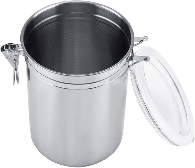 Stainless Steel Coffee Container Vacuum Sealed - Large Capacity Storage Jar for Coffee Beans Tea Sugar with Airtight Seal 1200ml Food Grade Metal Canister for Bean Storage
