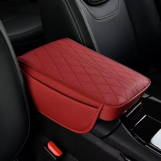 Center Console Armrest Cover Compatible with Buick Encore GX 2020-2026 Leather Car Armrest Cushion Pad Protector Black Interior Accessories,Red