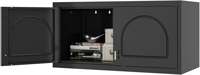 SteeLoong Wall Storage Cabinet,Metal Bathroom Wall Mounted Cabinet,15 Inch Black Armoire Wardrobe Closet Storage Cabinets for Basement,Livingroom Home Office