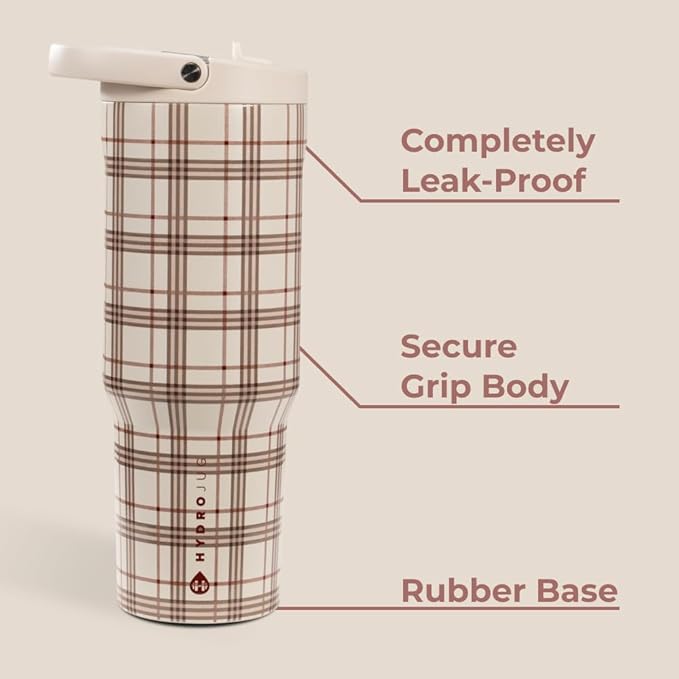 HydroJug Sport - Stainless Steel Tumbler with Straw, Vacuum Insulated, 40oz Leakproof Water Bottle, Ergonomic Design, Reusable, Dishwasher Safe, Rubber Base, Durable for Gym or Outdoors, Blair