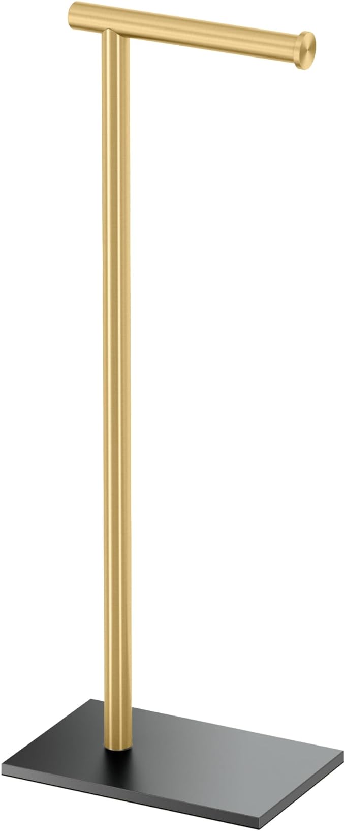 Gatco 1431MXB Modern Rectangle Base Freestanding Toilet Paper Holder, Matte Black/Brushed Brass, Weighted Base, 21.25" Bathroom Tissue Stand