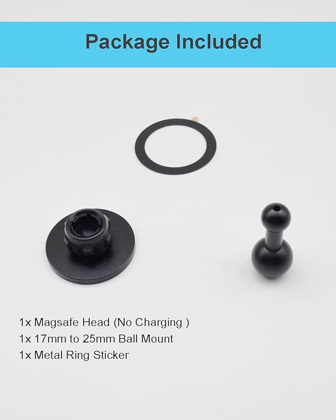 Aluminum Alloy Magnetic Phone Holder for Ram Mounts, 1" (25mm) Ball Mount Base Adapter Compatible with Magsafe iPhone 12-17 Series, Universal for B Size Ball Double Socket Arms