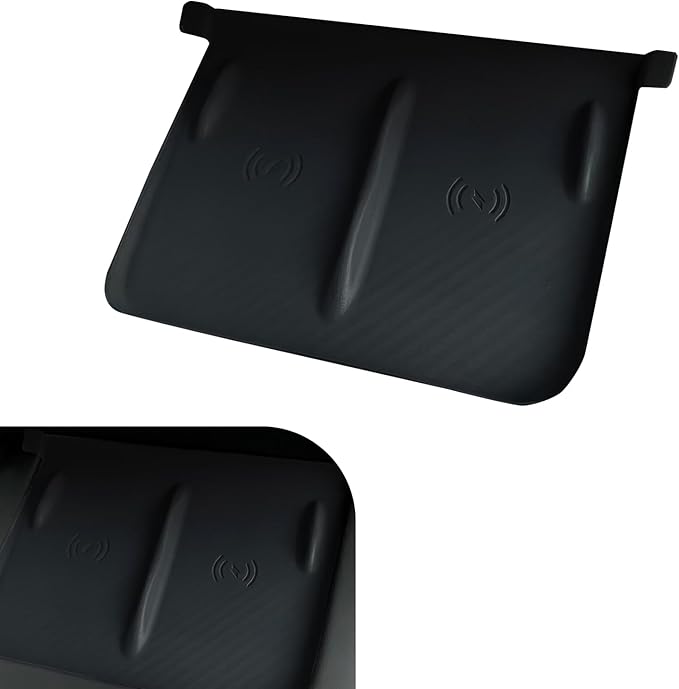 Car Central Control Wireless Power Supply Silicone Pad, Non-Slip Flexible Center Console Wireless Charging Mat, 1:1 Original Size Design, Compatible with 2021-2025 Model Y/Model 3 (Black)