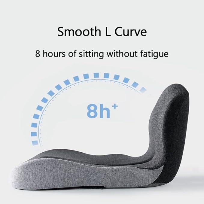 Soothe and Seat Cushion, Back and Seat Cushion for Back Pressure Relief, Ergonomic Non Slip Memory Foam Seat Skin Sciatica Pad Cushions for Car,Truck, Desk,Gaming Chair (Light Gray)