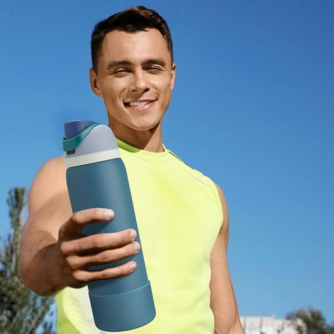 2PCS Silicone Water Bottle Boot, Compatible with Owala 24oz 32oz 40oz, Protective Anti-Scratch & Anti-Dent No Noise Sleeve Cover for FreeSip/Twist/Flip Water Bottles (Denim, 24oz)