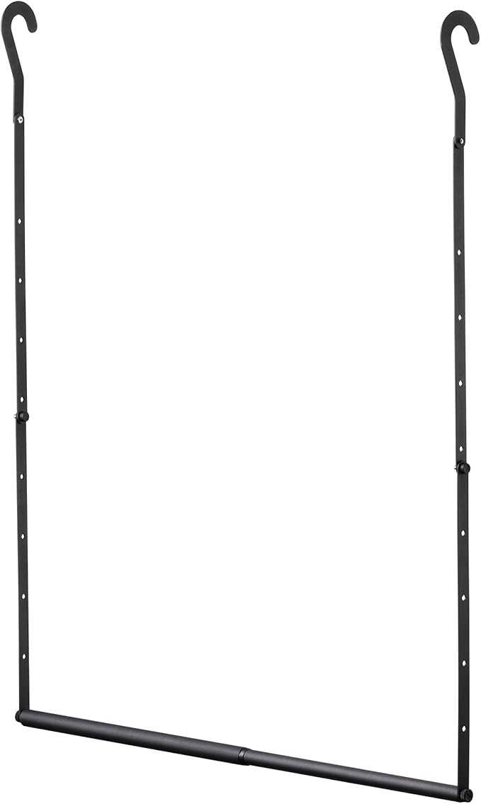 Closet Rod Extenders - Black Adjustable Closet Hanging Rod, Width & Height Expandable Clothes Rod, Space-Saving Closet Organizer for Hanging Clothes, Easy Installation, 1 Pack