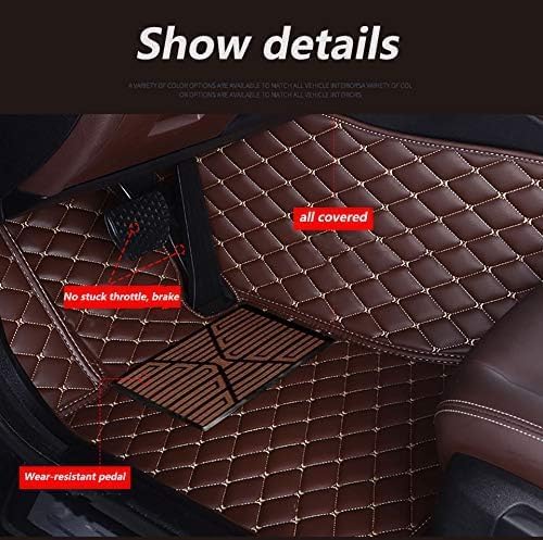 Custom Floor Mats for Cars，Luxury Full Coverage All Weather Car Floor Mats，Leather Car Mat Set ， Floor Mats for 99% of Cars, Trucks & SUVs (Edge Blue, Middle Black Rice)