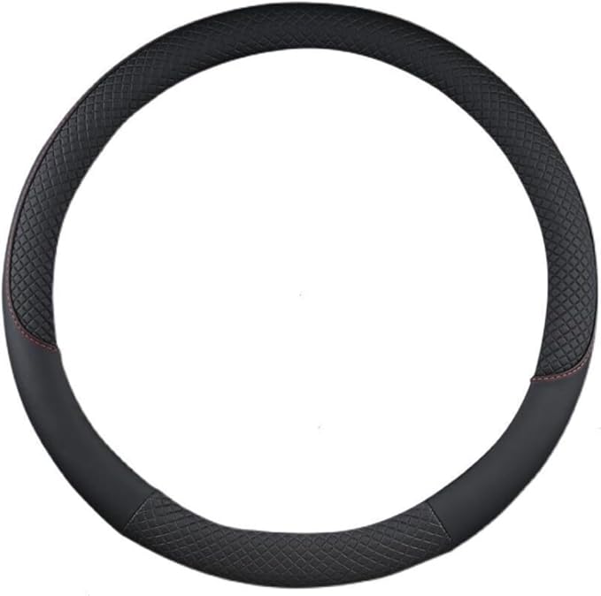 Car Semi Truck Van Leather Steering Wheel Cover Fits 14 15 16 17 18 19 Inch Maximum Grip Non Slip Durable Universal Fit for Most Vehicles (40cm/15.7in,Black)