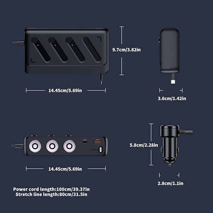 3-Port USB Car Power Converter with Fast Charging Technology for Multiple Devices Vehicle Butt Device