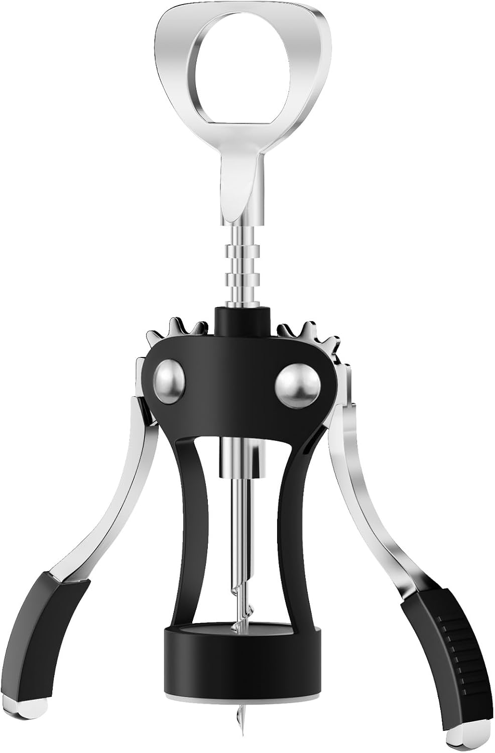 KORCCI Wine Opener, Heavy-Duty Zinc Alloy Wing Corkscrew, Premium Beer Bottle Opener, Multifunctional Wine Accessories with Ergonomic Handle and Sharp Screw, for Kitchen, Bar, Restaurant, Bartenders