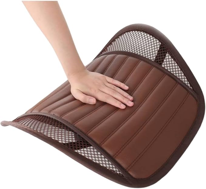 Leather Lumbar Support Seat Cushion with Mesh Breathable Car Seat for Lower Back Pain, Ergonomic Backrest for Office Chairs Car(Black)