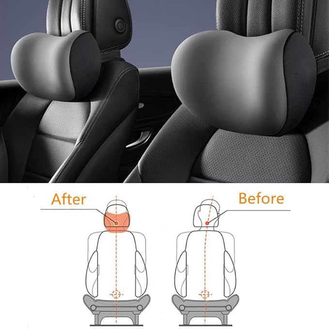 Car Headrest & Lumbar Support Cushion, Ergonomic Car Seat Headrest & Lumbar Cushion, Car Lumbar Support Pillow and Car Neck Pillow Kit for Office Chair, Truck, Wheelchair (Blue)