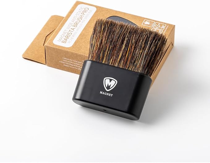 Magnet Professional Coffee Grinder Cleaning Brush Coffee Brush Handling Accessory Tool Walnut Brush Handle Synthetic Bristle with Magnetic snap for Camping Home Kitchen Barista